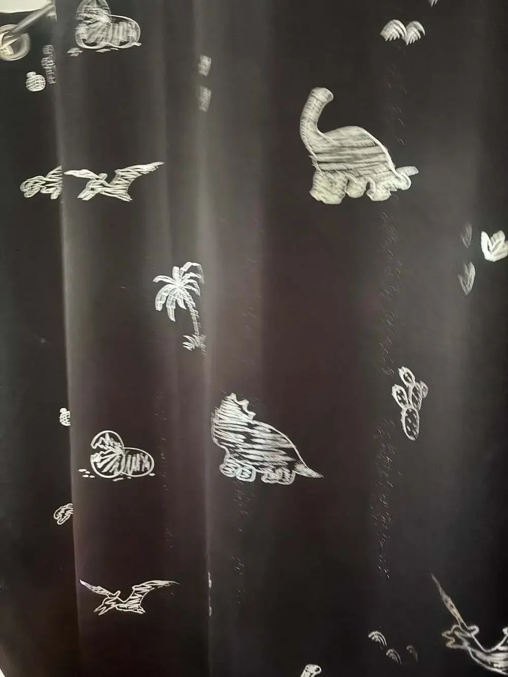 Dinosaur Black Blackout Thermal Insulated Curtains 2 panels